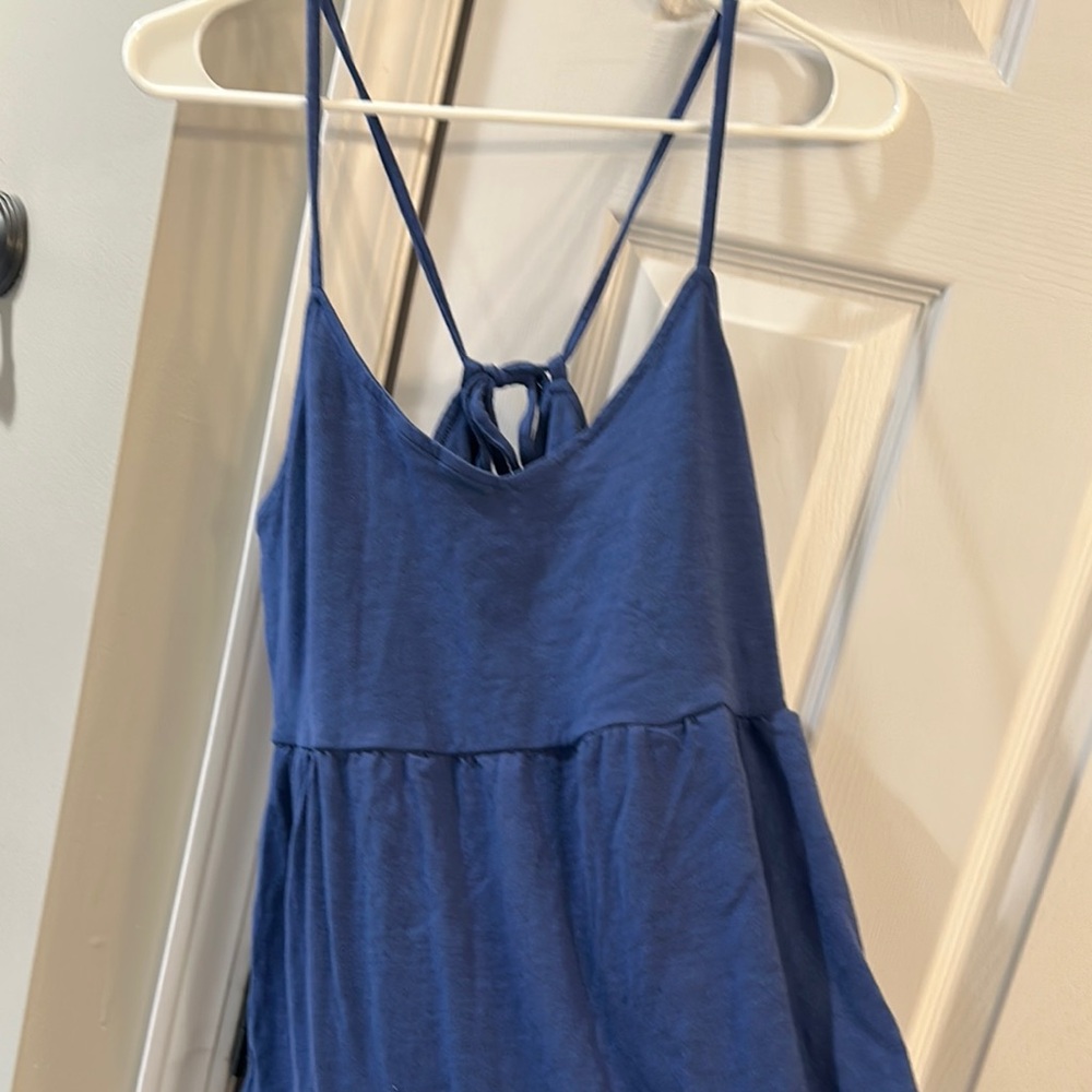 Old Navy Medium Blue Strappy Tiered Dress